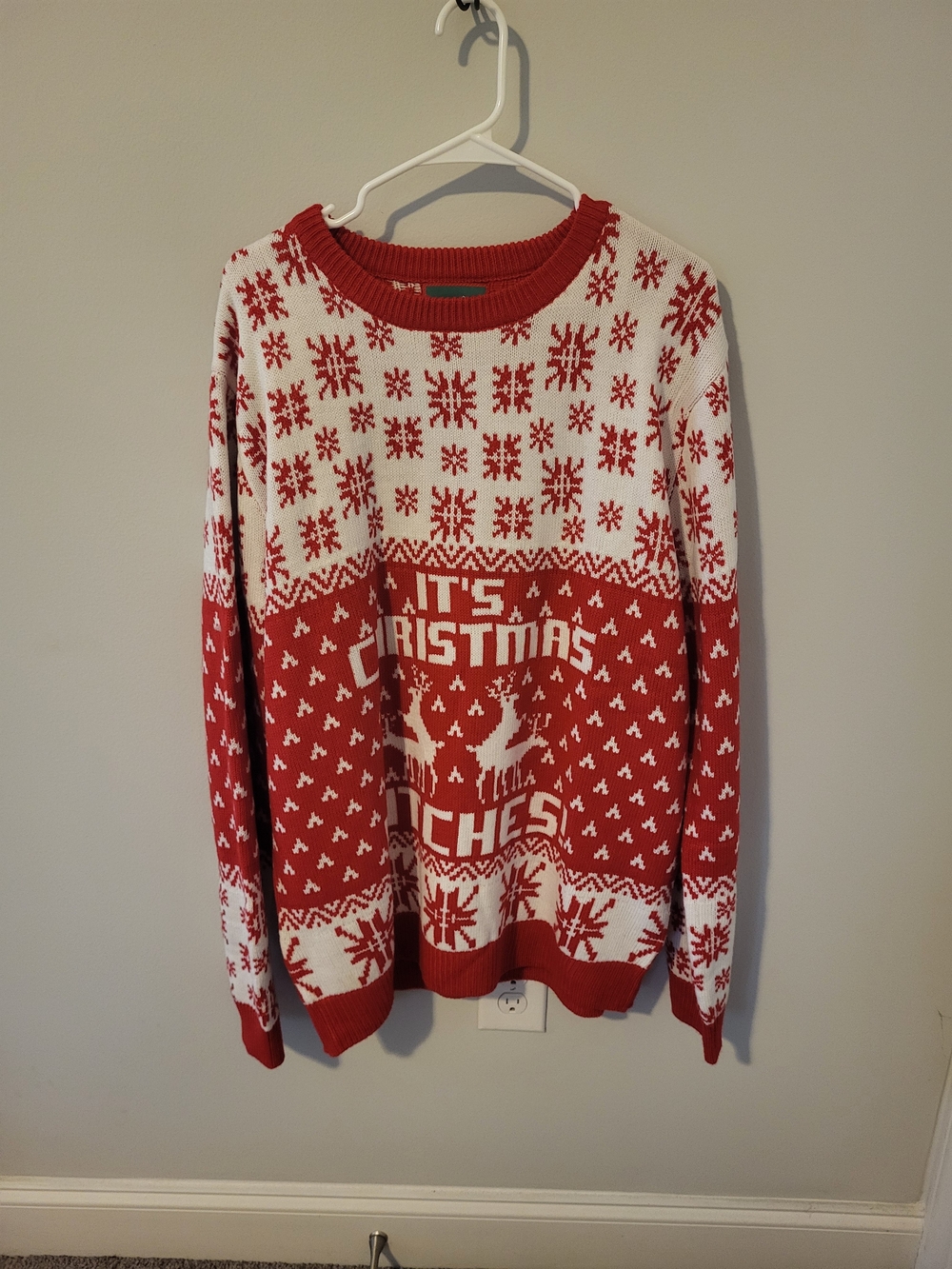 Men's Red & White Holiday Crewneck Sweater - Graphic Knit